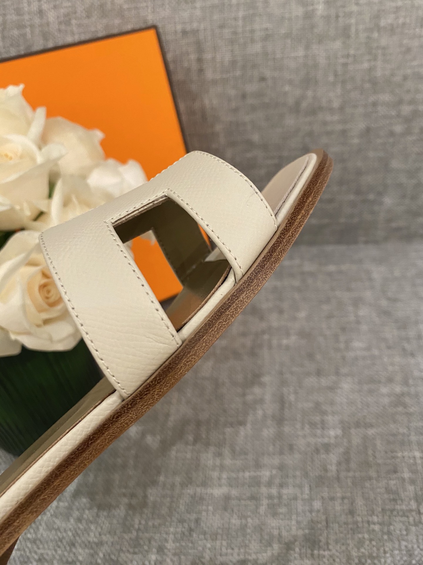 H**mes slippers in caviar leather