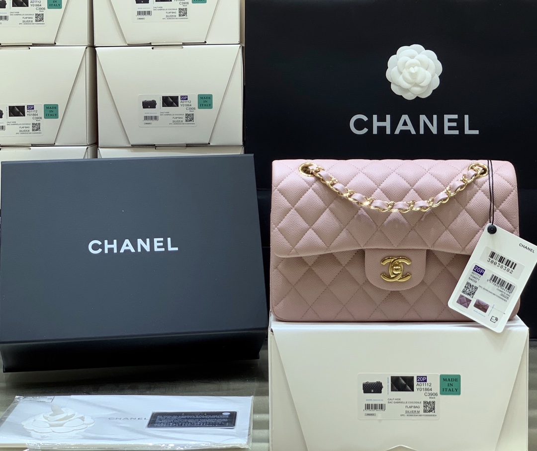 Ch@nel Flap Bag-Caviar-23CM