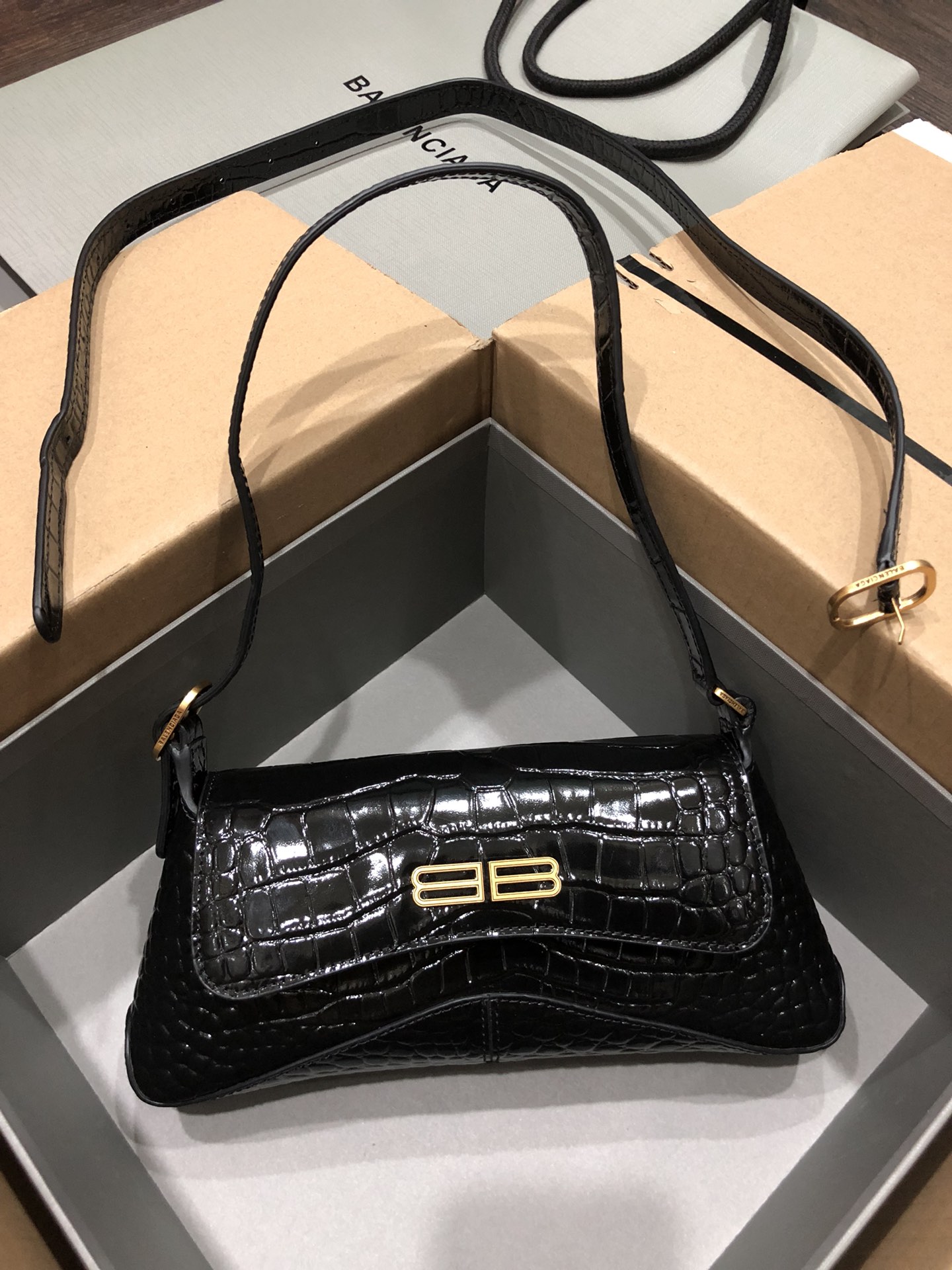 Balenciag XX Flap Bag Crocodile Embossed-27*4.8*15.5CM