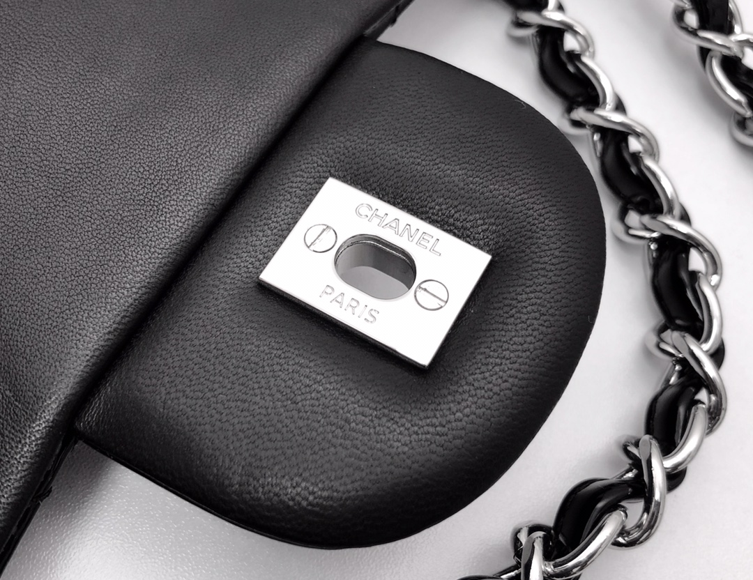 Ch@nel Flap Bag-Silver Hardware-30CM