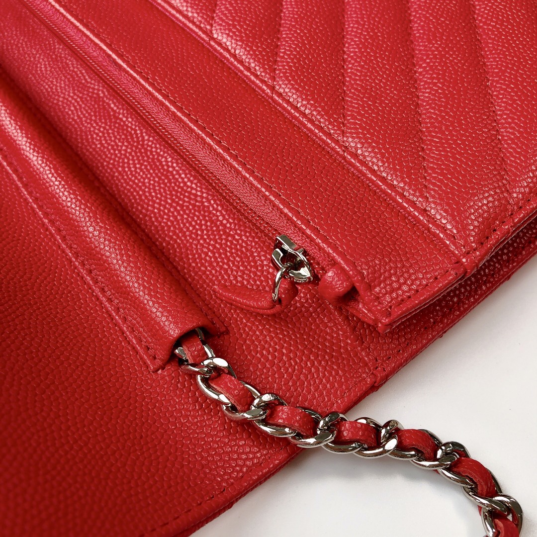 Ch@nel Wallet On Chain-Silver Hardware-19*12*3.5CM