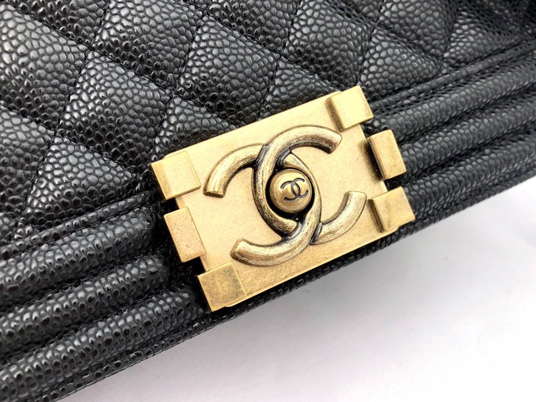 Ch@nel Boy Bag-Caviar-28CM