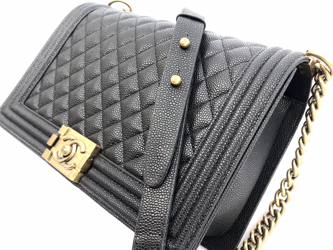 Ch@nel Boy Bag-Caviar-28CM