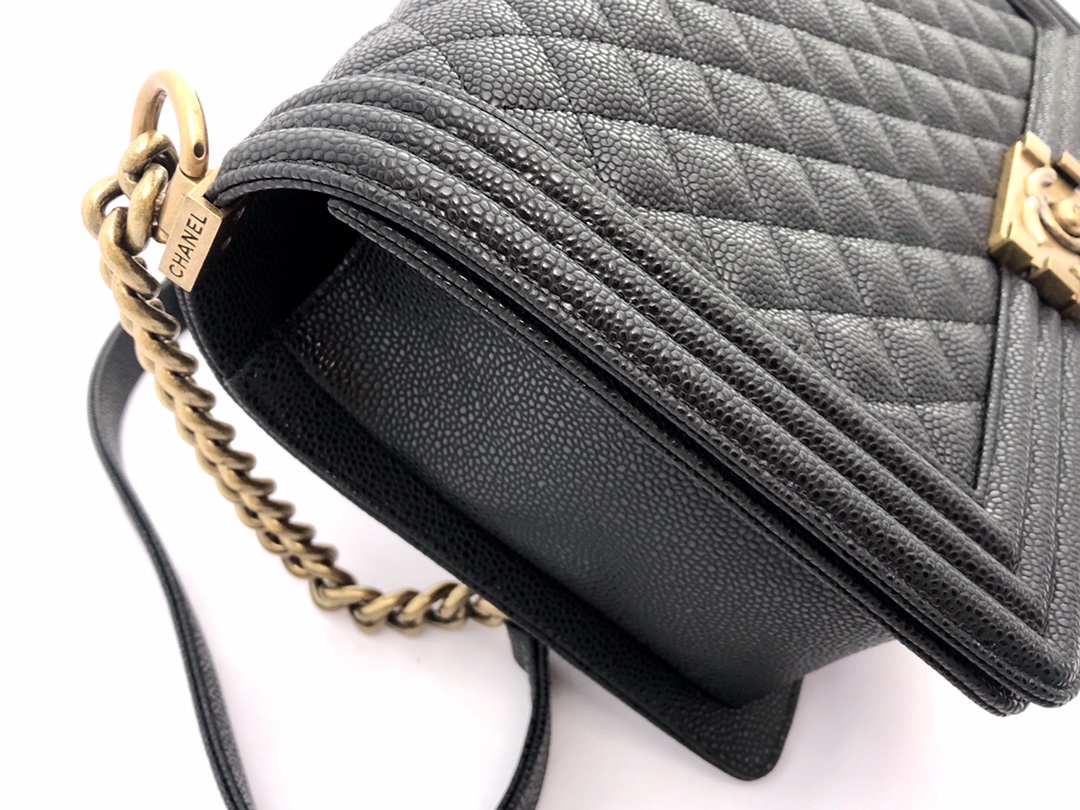 Ch@nel Boy Bag-Caviar-28CM