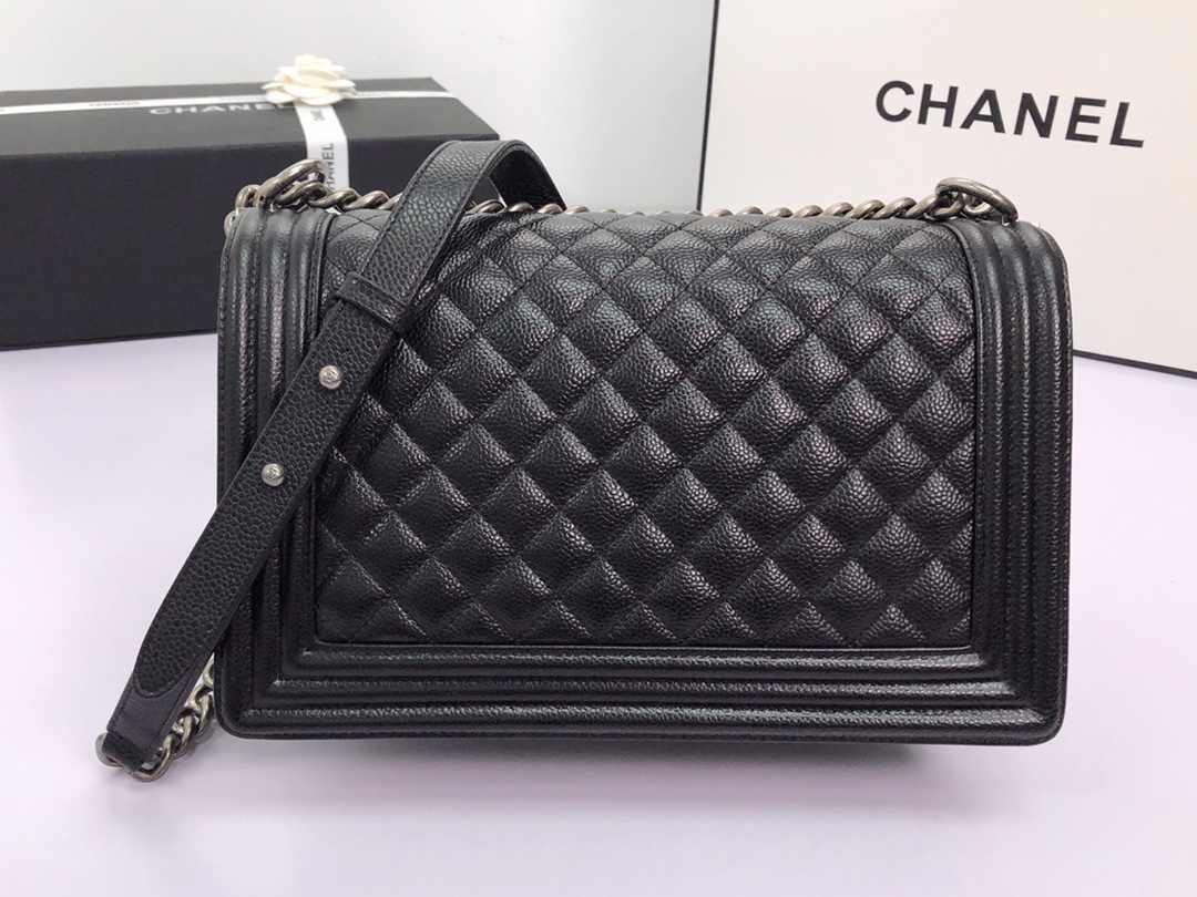 Ch@nel Boy Bag-Caviar-28CM