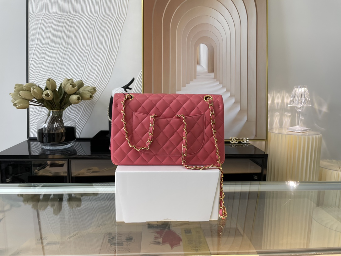 Ch@nel Flap Bag-Lambskin-Gold Hardware-25CM