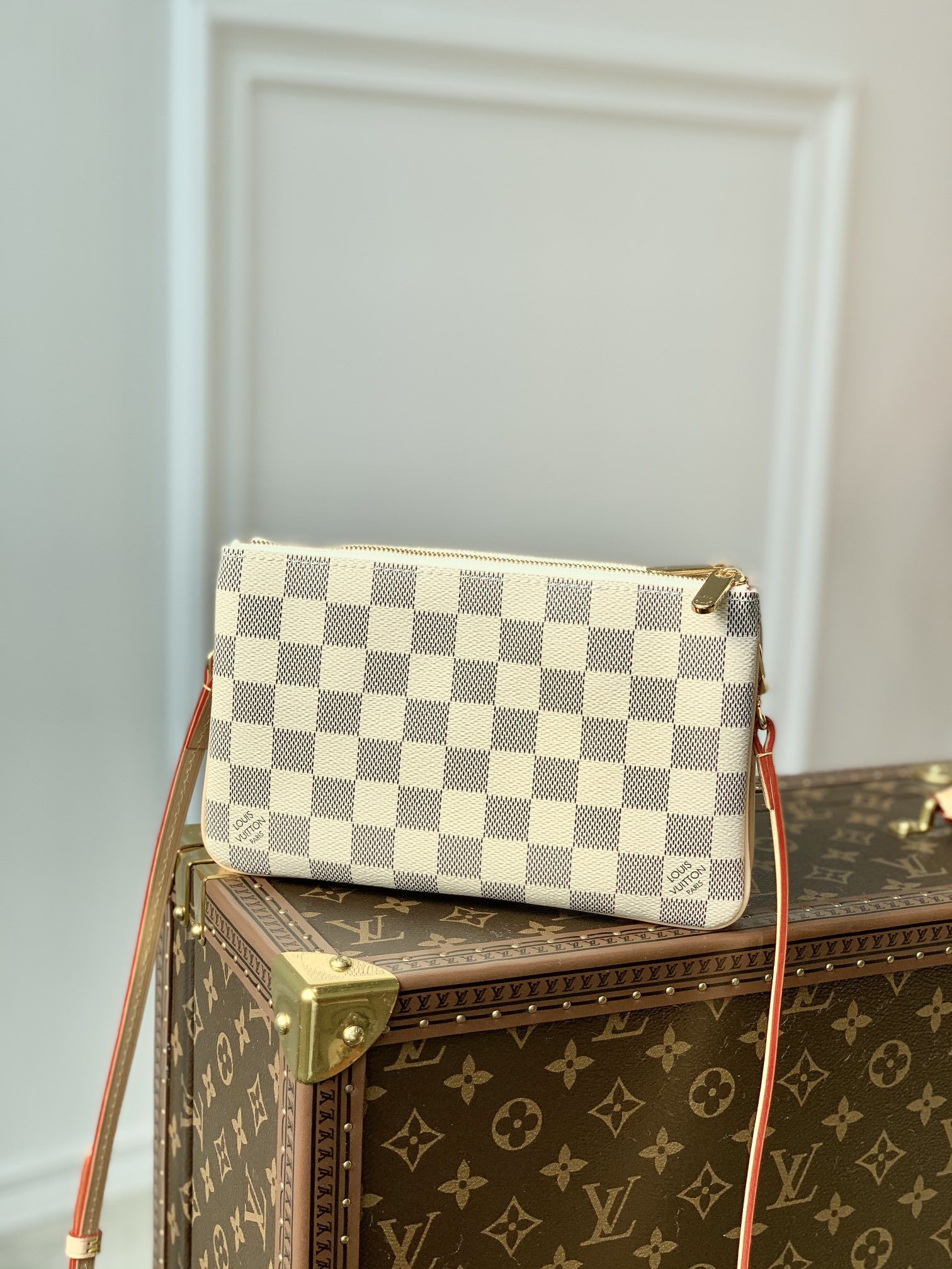 l0*is V*t0n m80084 pochette double zip bag -20*12.5*3cm