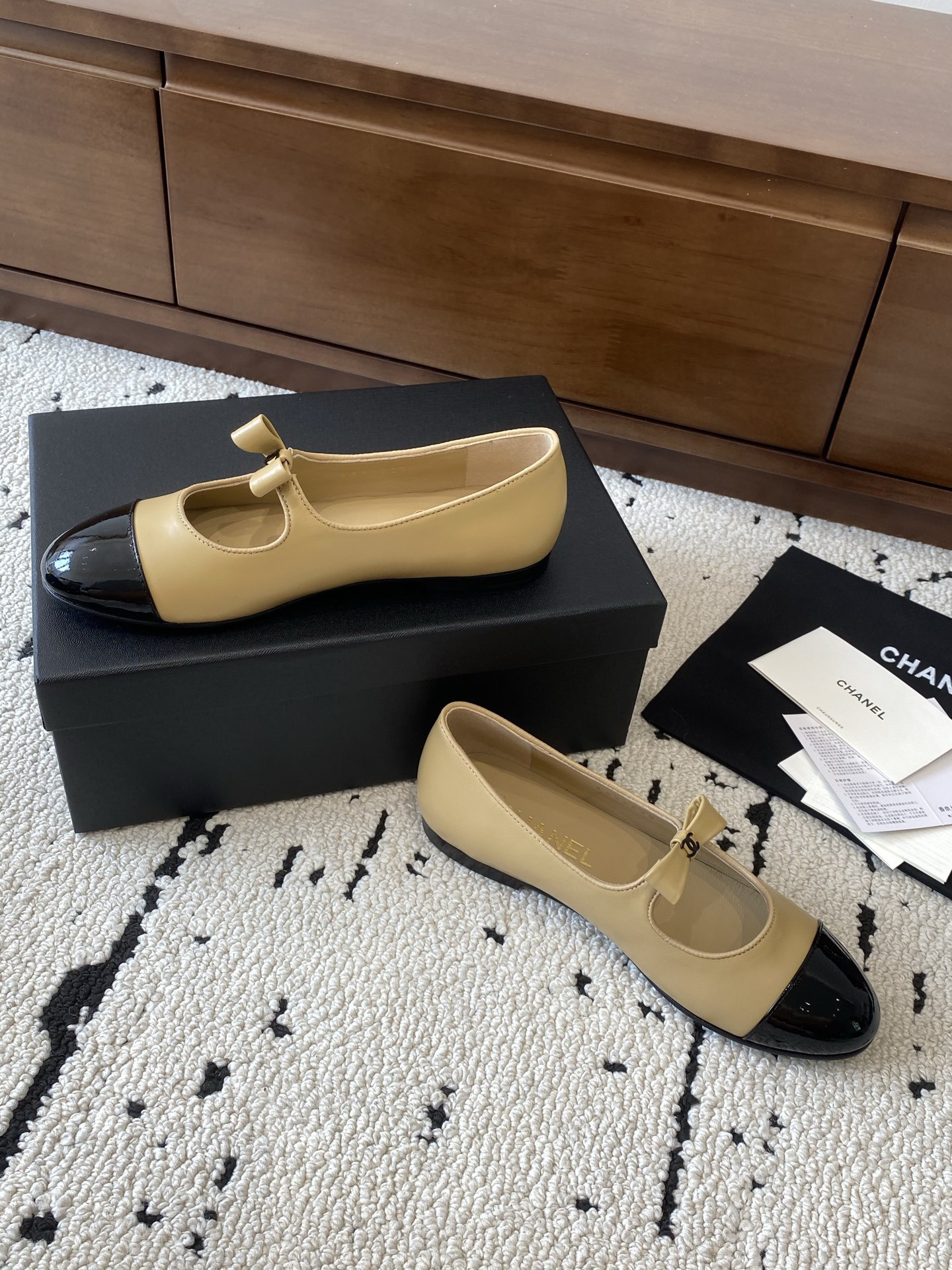 Chan*el Patent Calfskin Mary Janes Flats