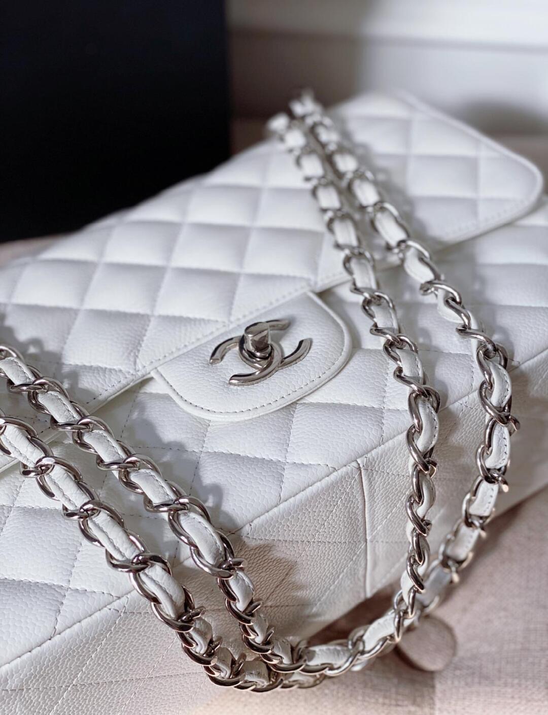 Ch@nel Flap Bag-Caviar-Silver Hardware-30CM
