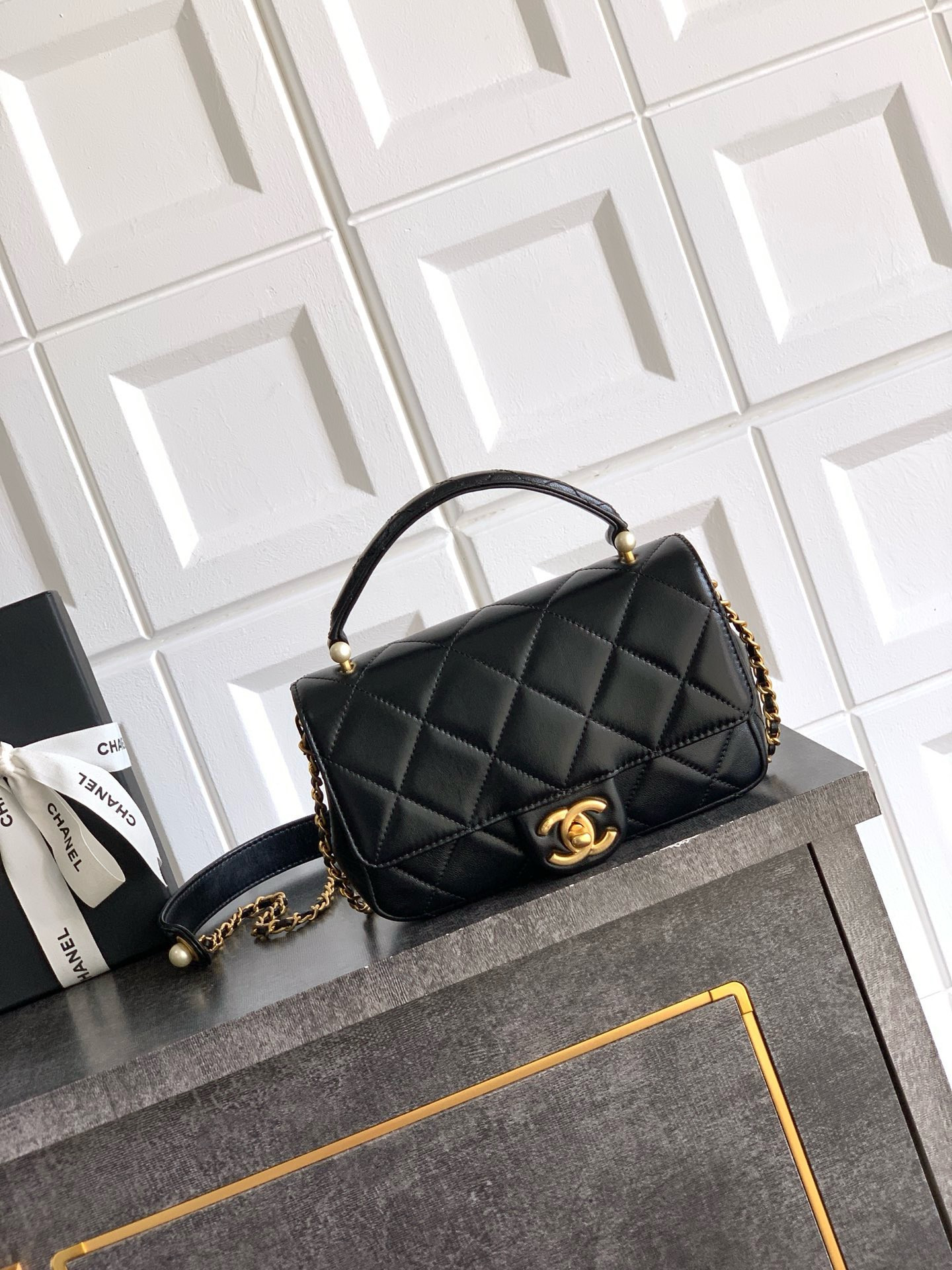 Ch@nel Pearl Flap Bag-19*20*7CM