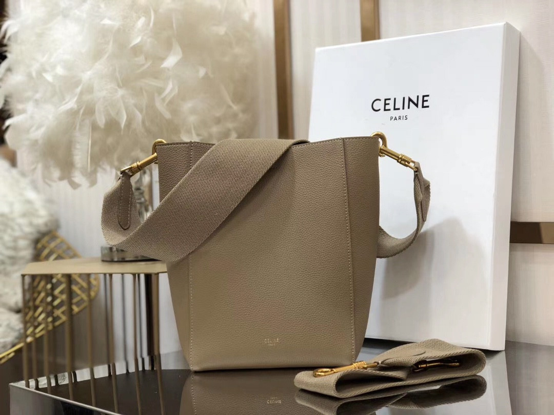 Celin Suau Sangle Bucket In Soft Grained Calfskin-17.5*24.5*12CM