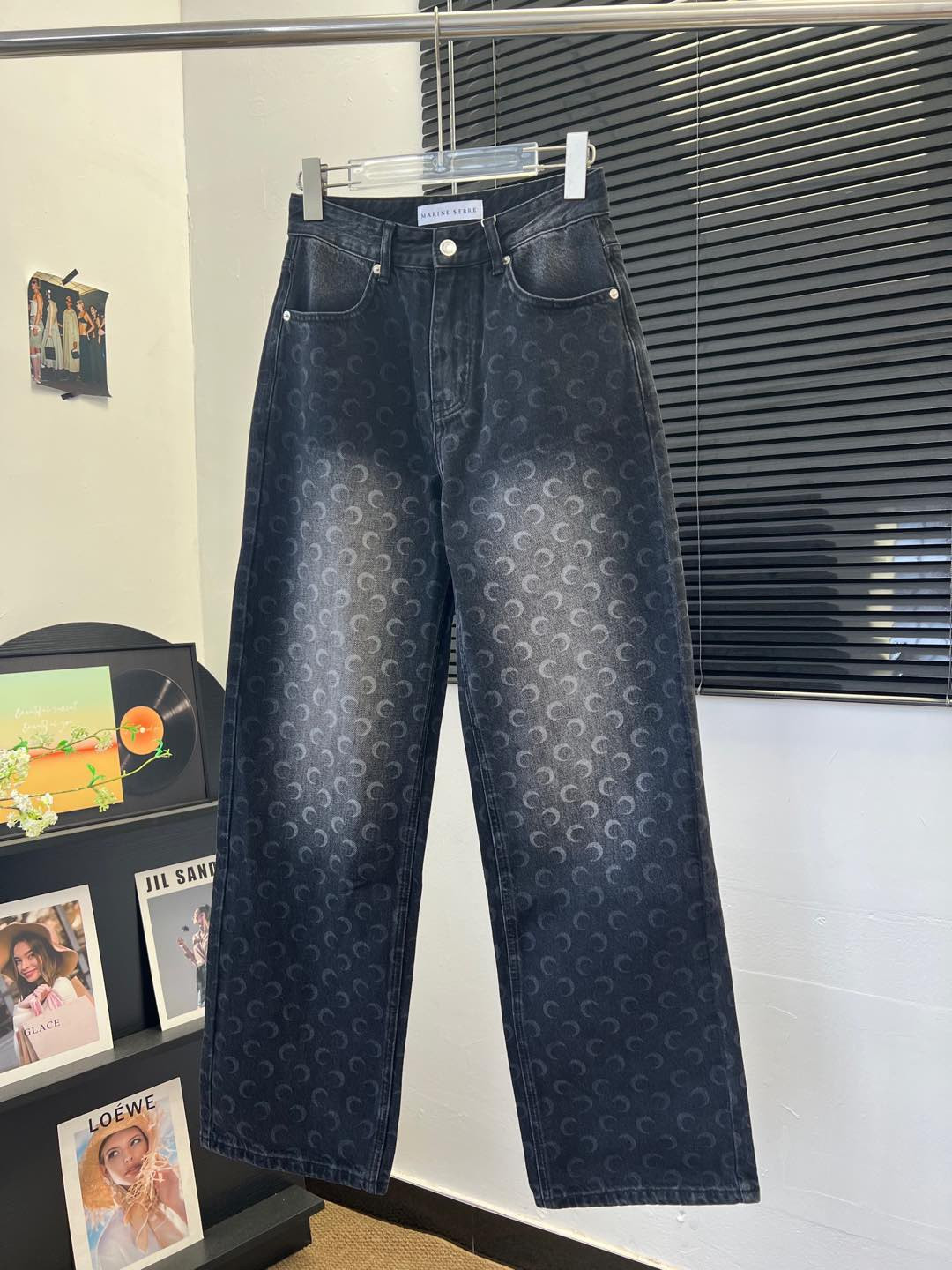 Marine Serre Regenerated-denim slim-fit Jeans