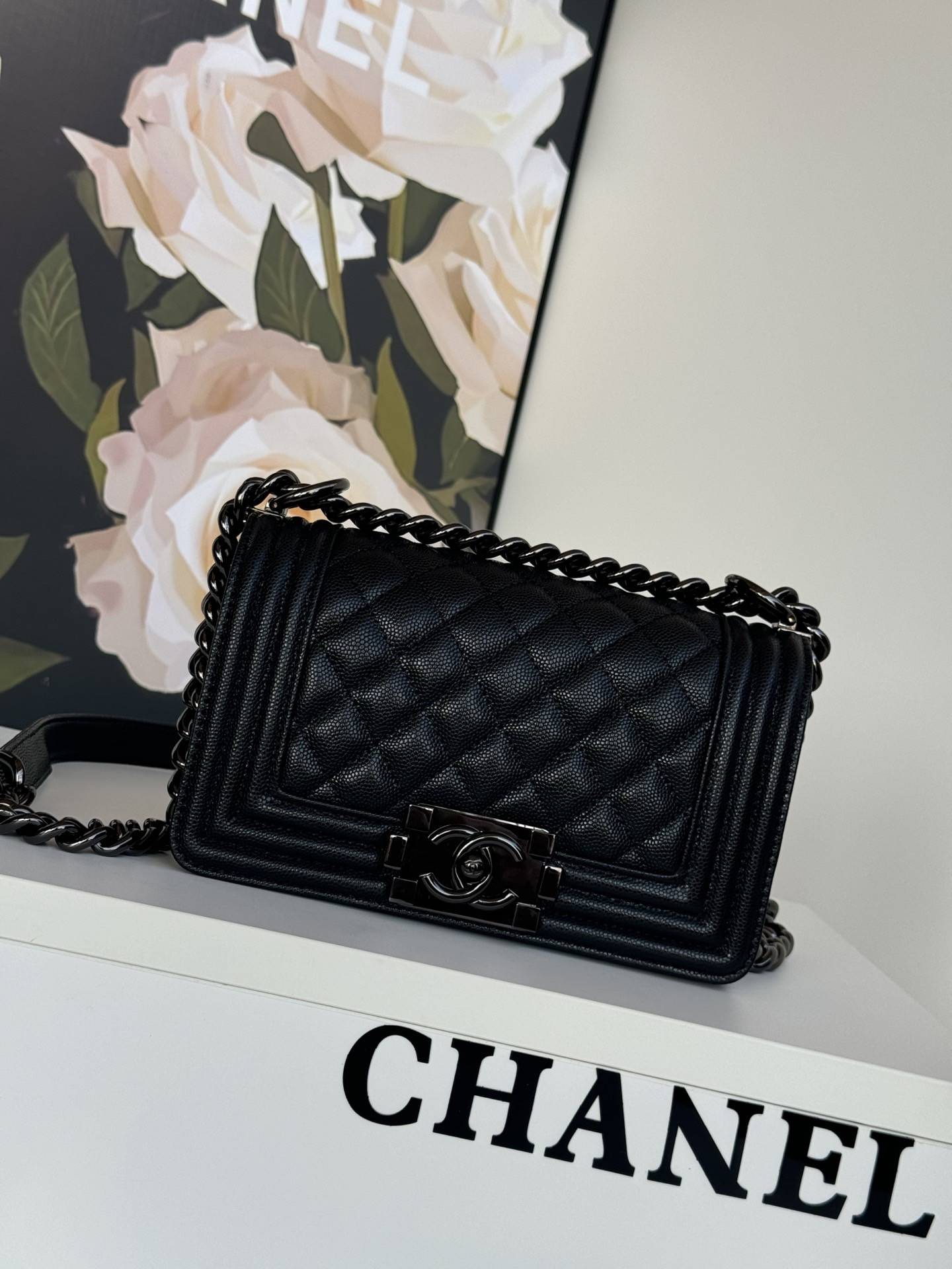 Ch@nel Boy Bag-Caviar-20CM