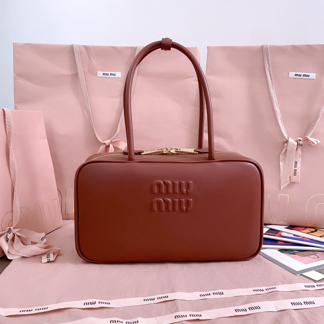M1um1u leather top handbag-29x17x9cm