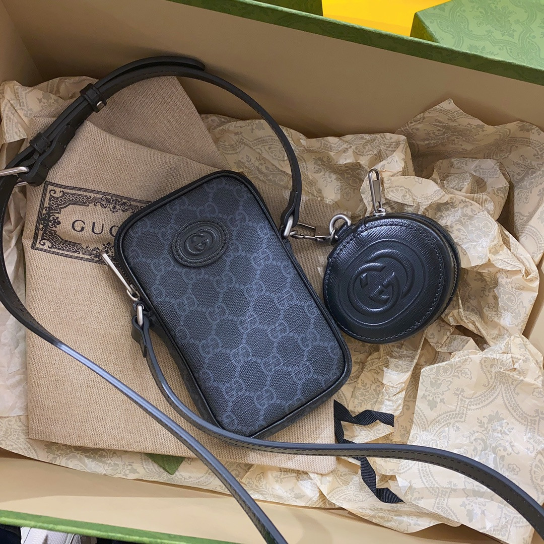 G*u*i interlocking double g phone bag-10.5*18*3cm