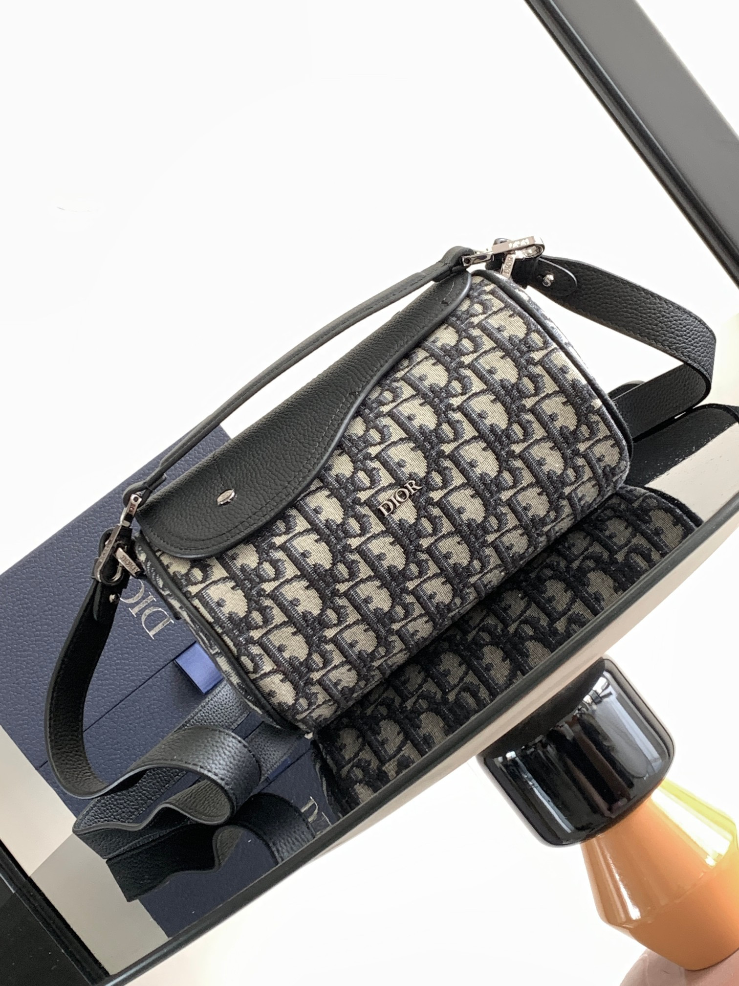 D*or oblique roller barrel crossbody bag-21 x 12.5 x 12.5cm