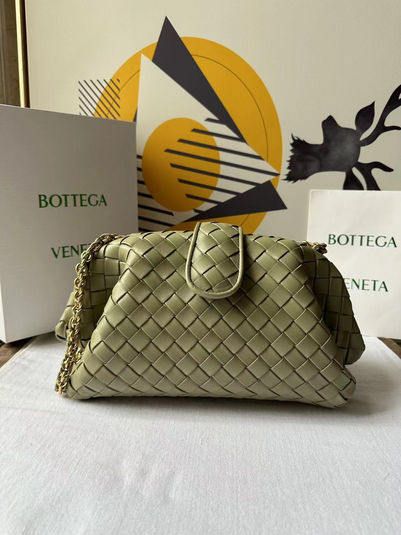 b0tte*a Ven*ta lauren 1980 teen leather clutch-31.5*16.5*11cm