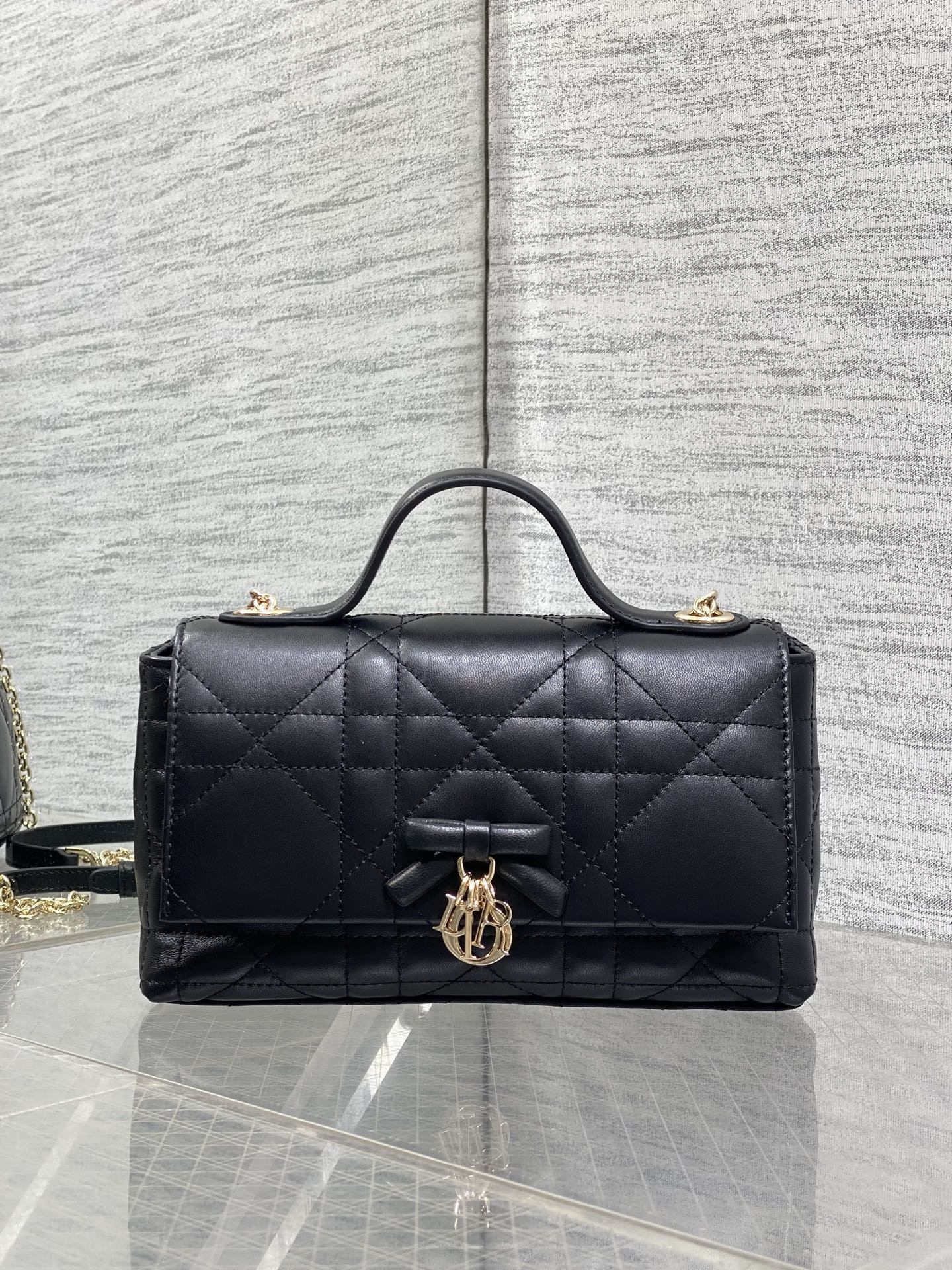 Diro Mini Bag with Chain Soupir Pink Macrocannage Lambskin-21*11.5*7CM