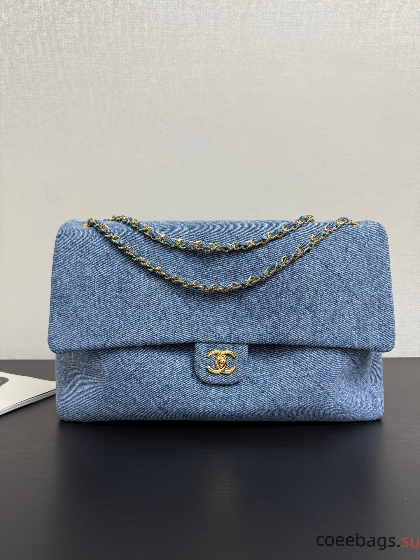 Ch@nel Denim Souplissimo Maxi Flap Blue-38*28*11CM
