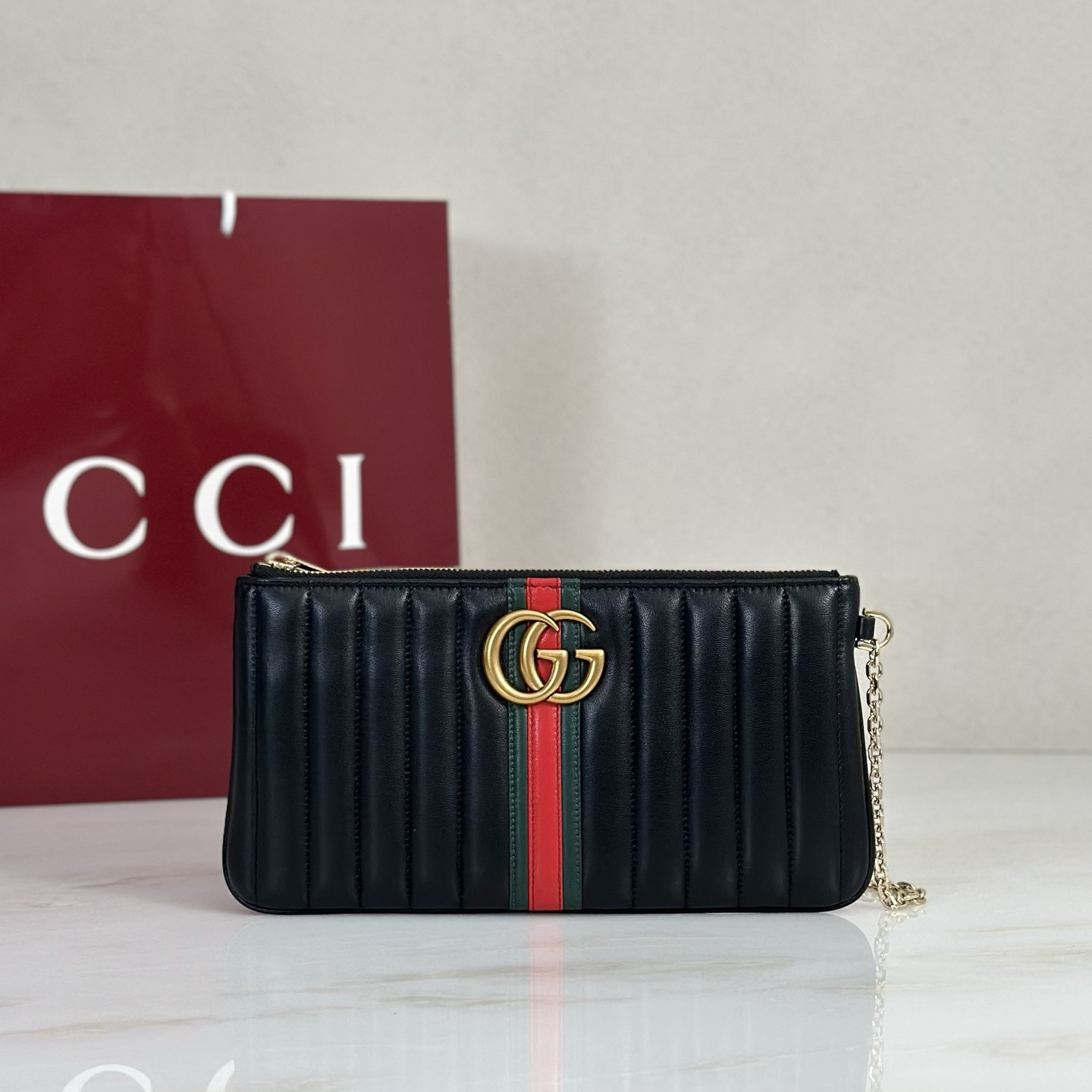 Gv*c* GG Marmont Pouch With Strap-26*13*1.5CM