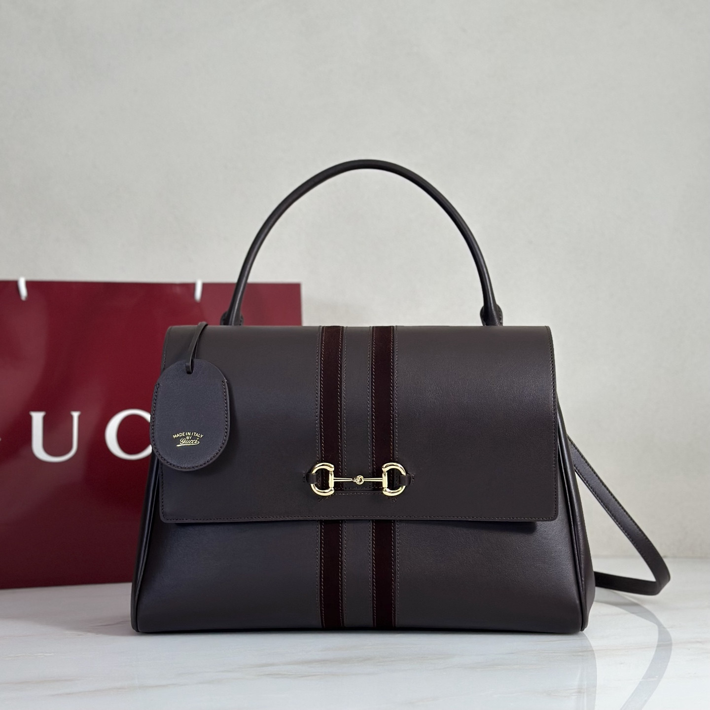 Gv*c* Paparazzo Large Top Handle Bag In Black Leather-37*29*13CM