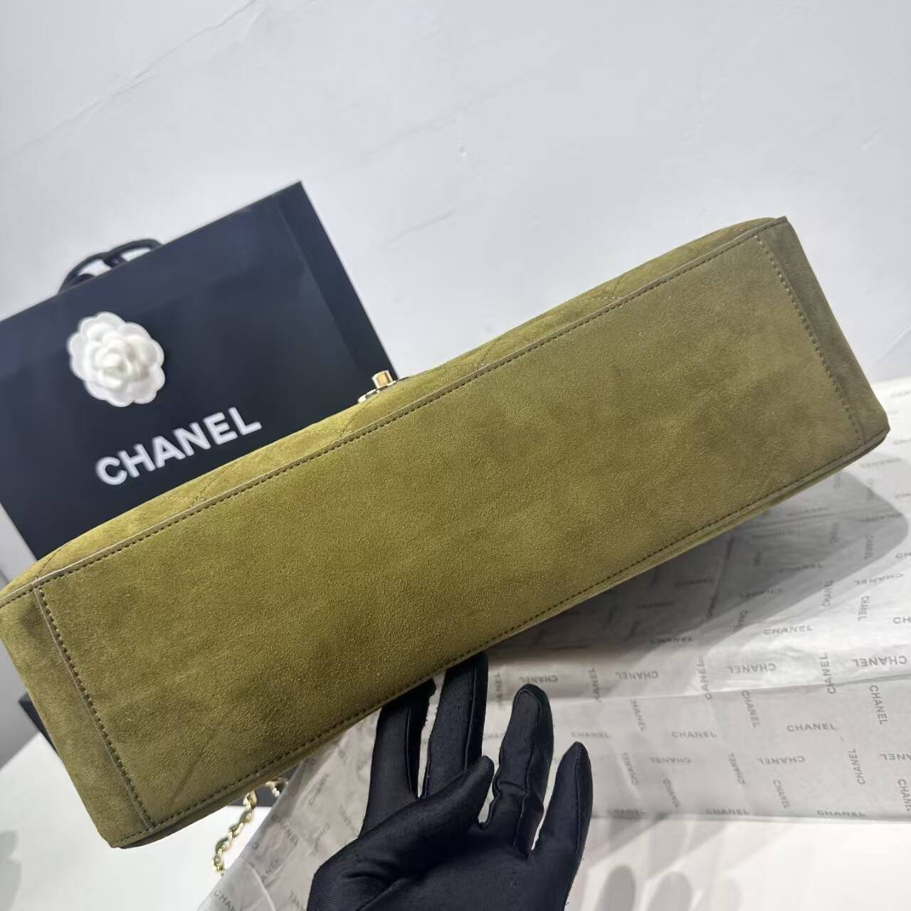 Ch@nel Maxi Flapbag , Grained Calfskin & Silver-Tone Metal, lLight-26*38.5*11CM