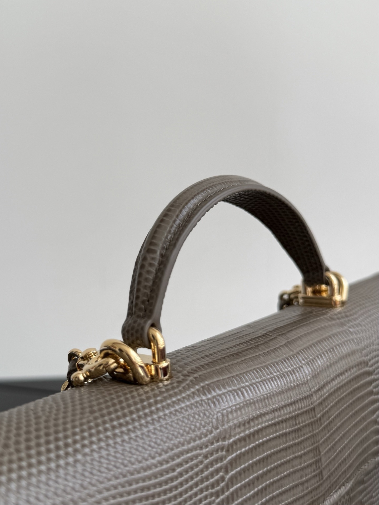 Ch@nel Calfskin Lizard Embossed Top Handle-25×10×3CM