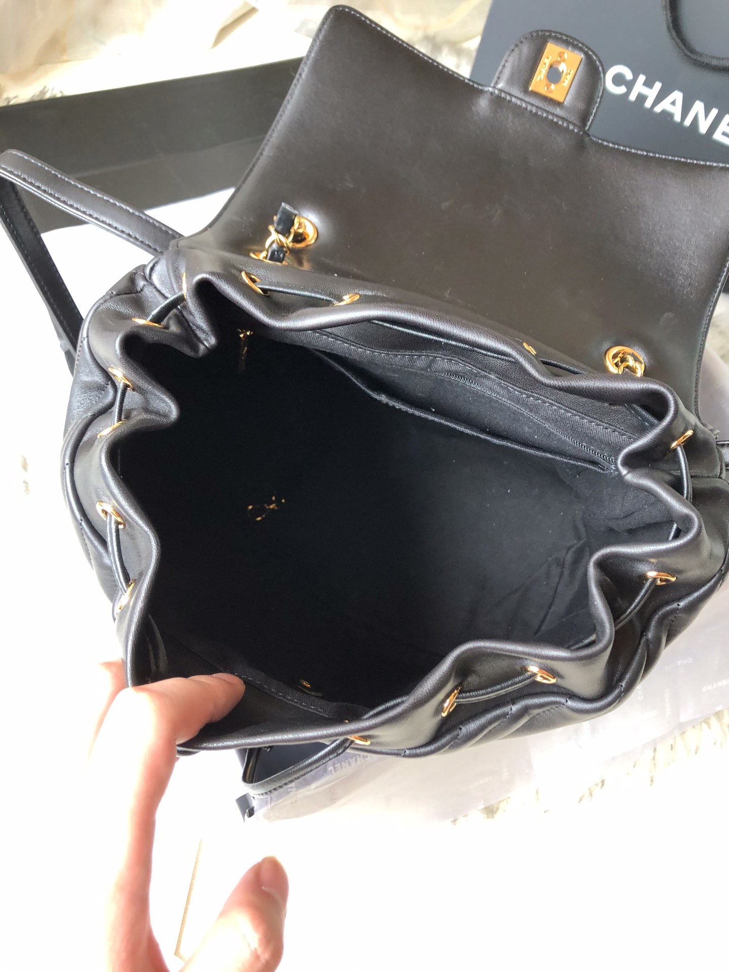 Ch@nel Backpack-Gold Hardware-20*25*10&30*25*15CM
