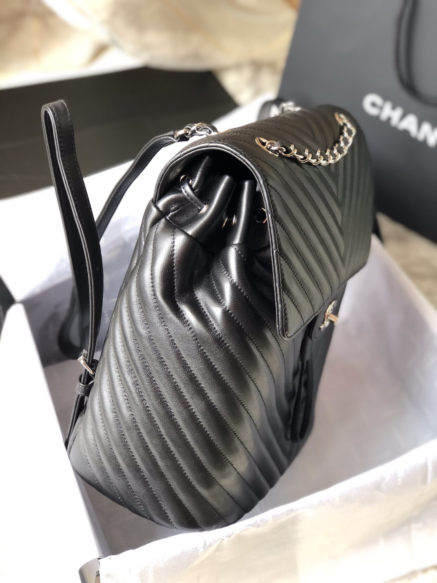 Ch@nel Backpack-Silver Hardware-20*25*10&30*25*15CM