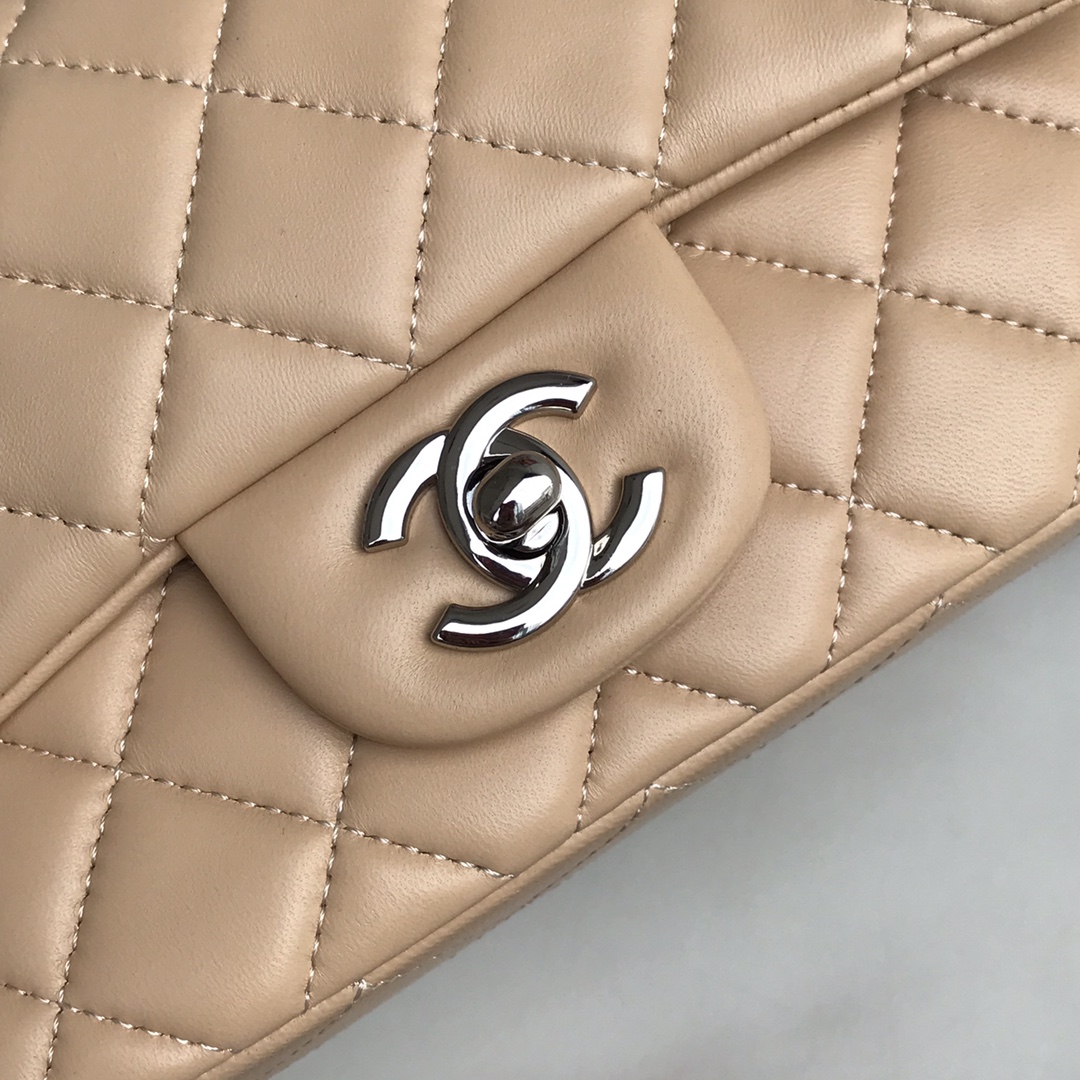 Ch@nel Flap Bag-Lambskin-Silver Hardware-20CM