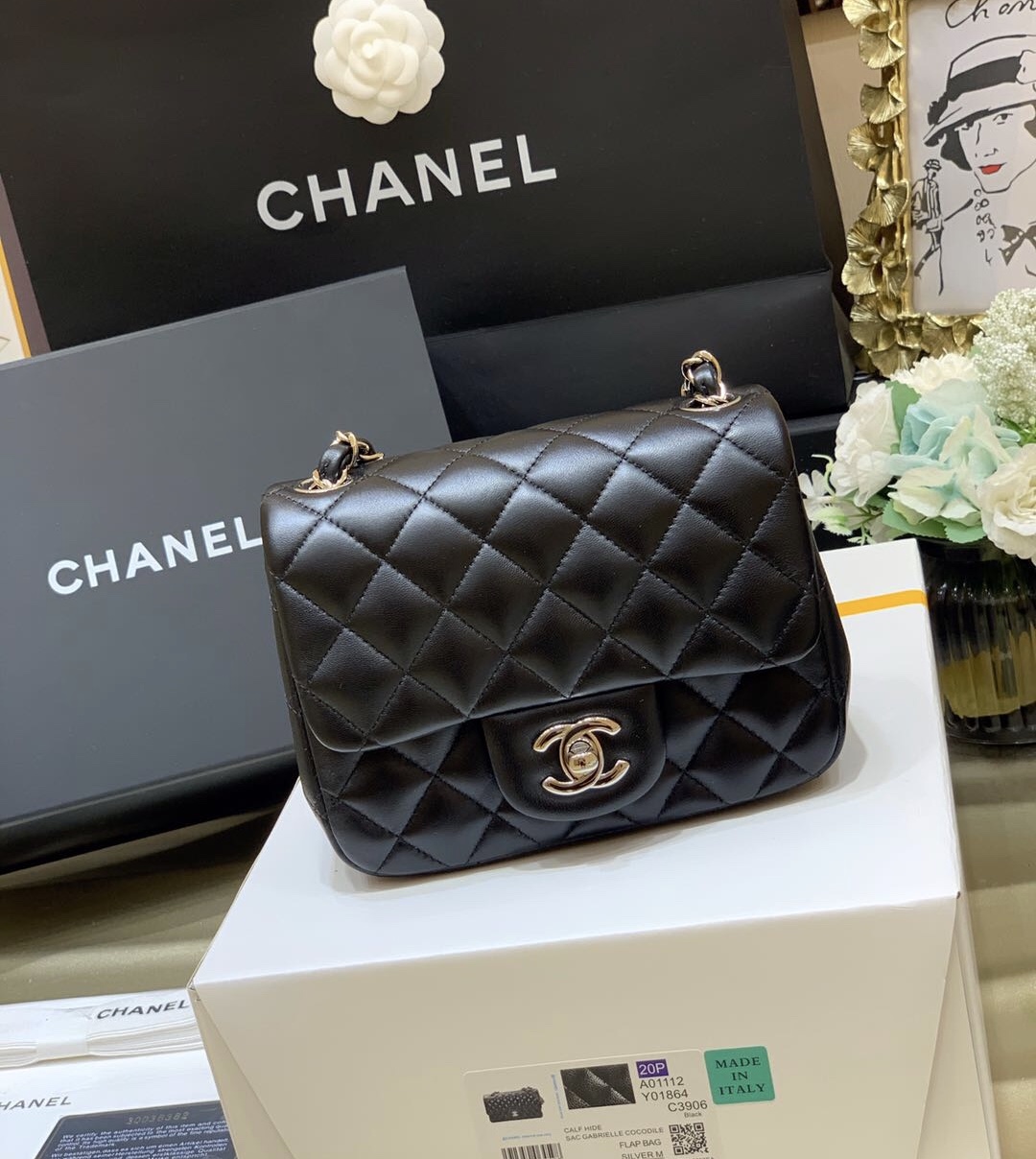 Ch@nel Flap Bag-Lambskin-17CM
