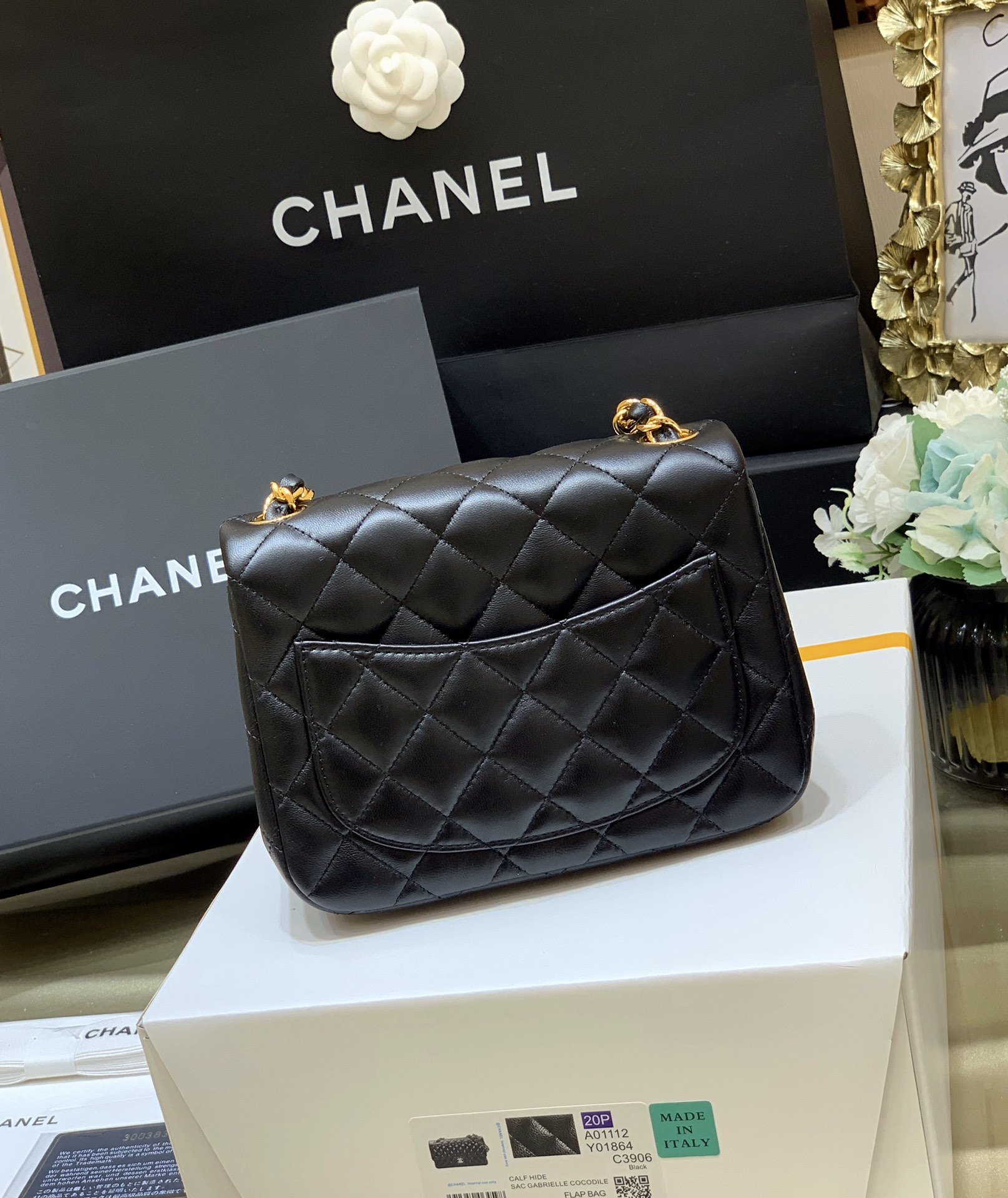 Ch@nel Flap Bag-Lambskin-17CM