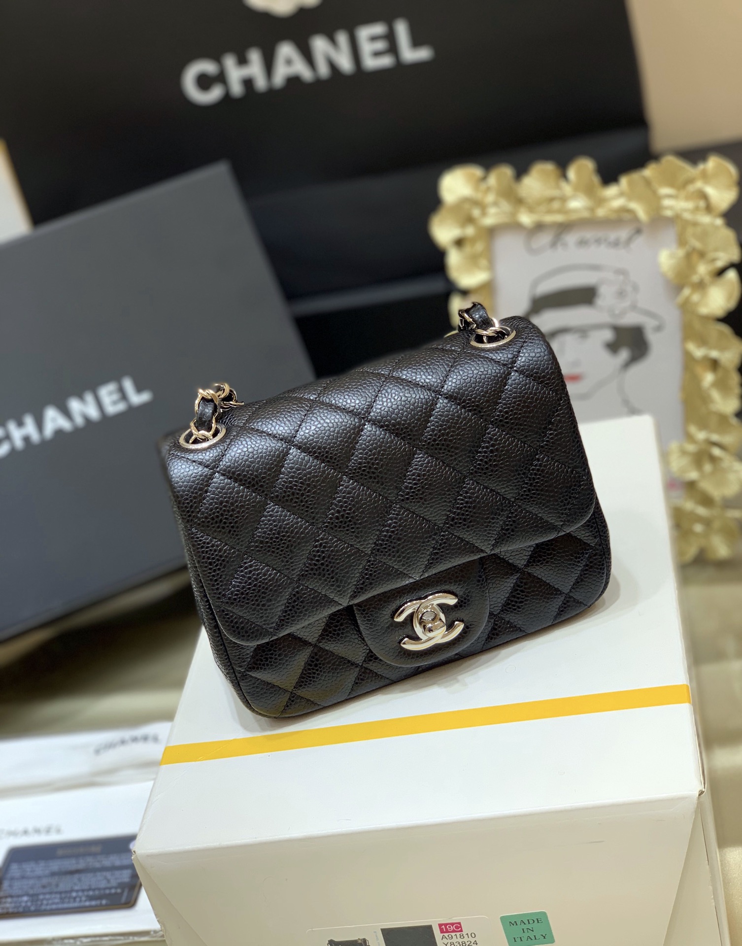 Ch@nel Flap Bag-Caviar-17CM