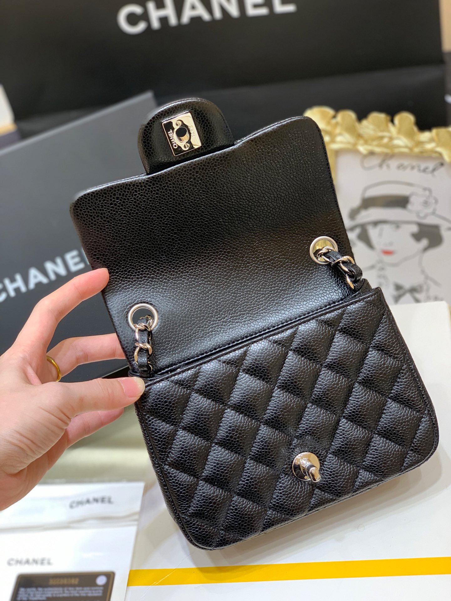 Ch@nel Flap Bag-Caviar-17CM