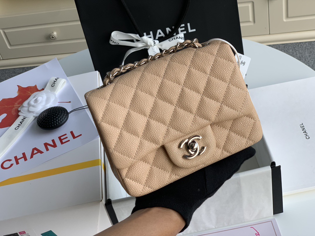 Ch@nel Flap Bag-Caviar-Silver Hardware-17CM