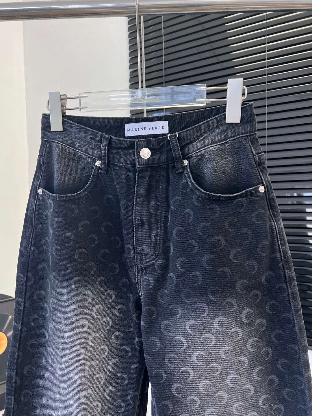 Marine Serre Regenerated-denim slim-fit Jeans