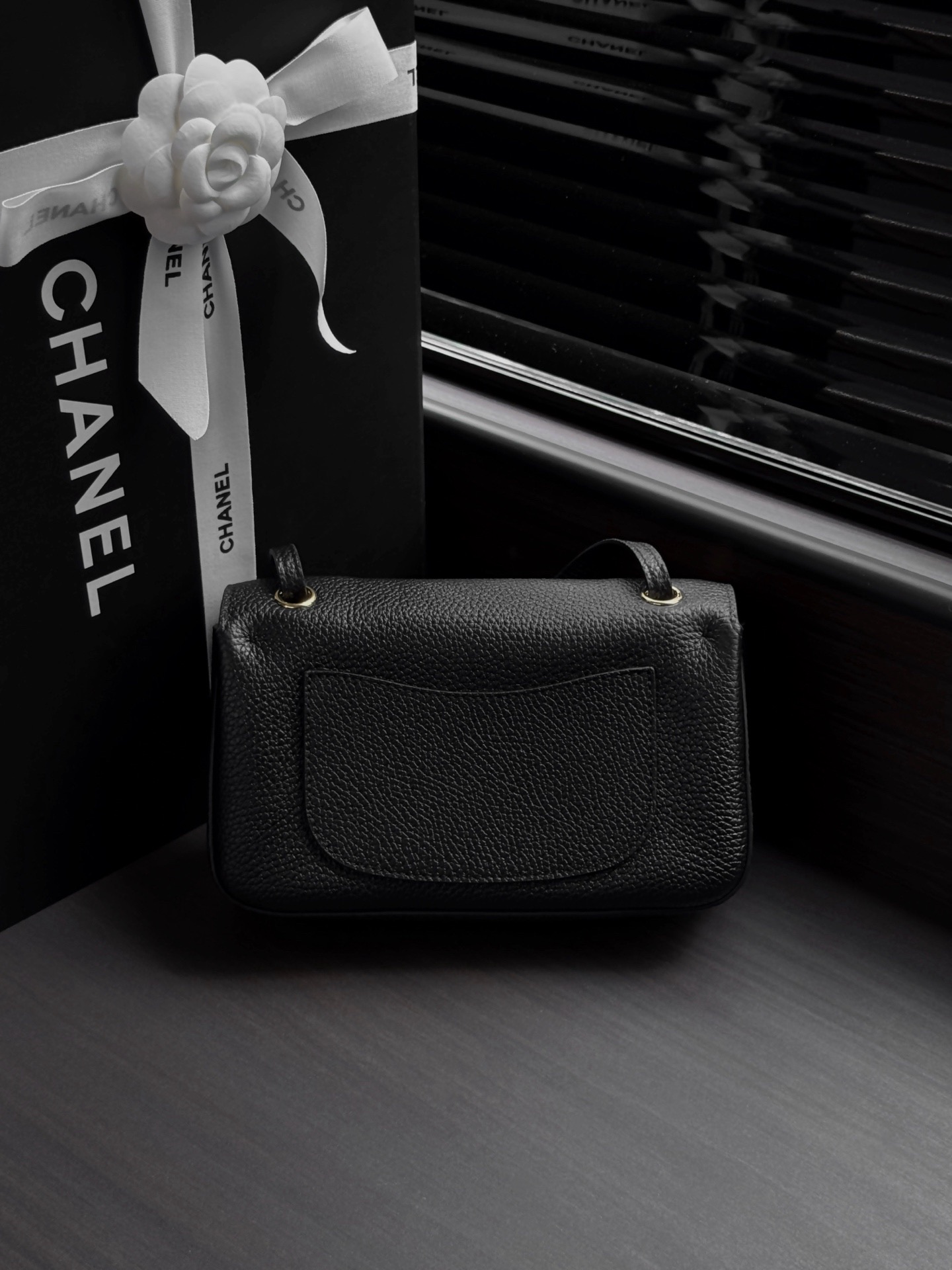 Ch@nel Mini Flap Bag, Grained Calfskin-13*20*6CM
