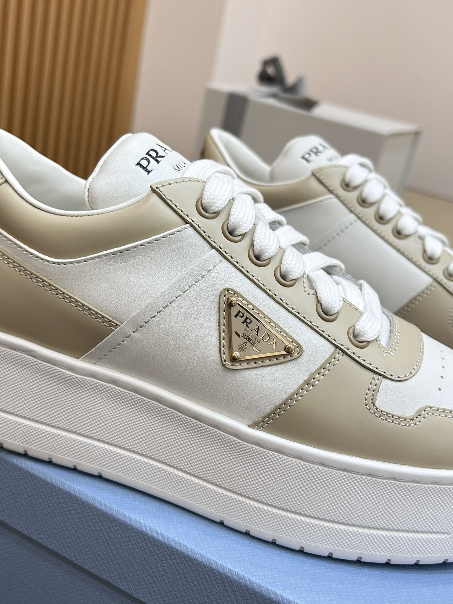 Pra*da Downtown Bold Leather Sneakers (Women)