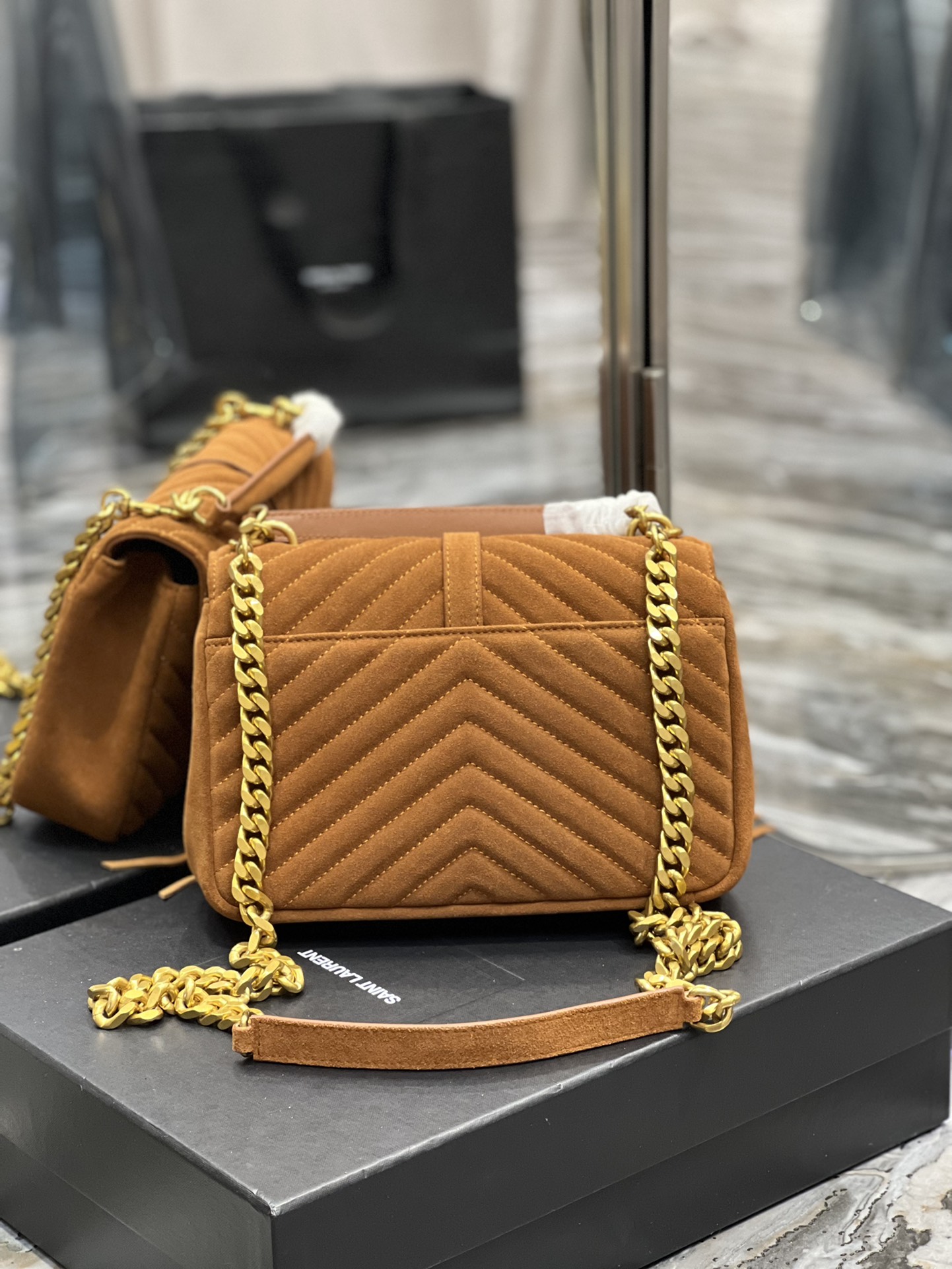 YS L Monogram College Bag-24*17*7CM