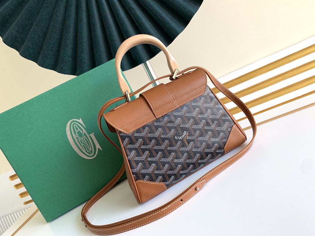 Go*ard coated canvas and leather saigon top handle bag-21cm