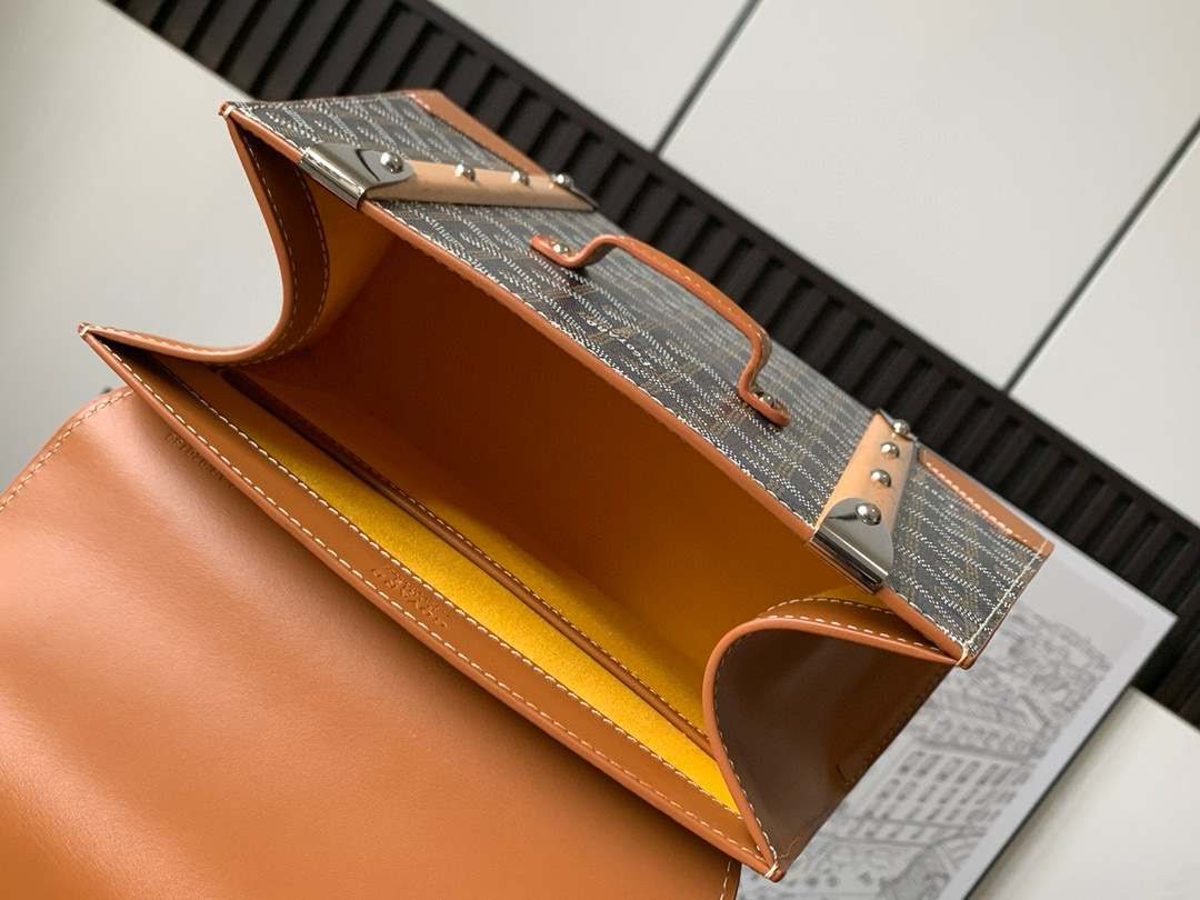 Go*ard coated canvas and leather saigon top handle bag-20*12*28cm