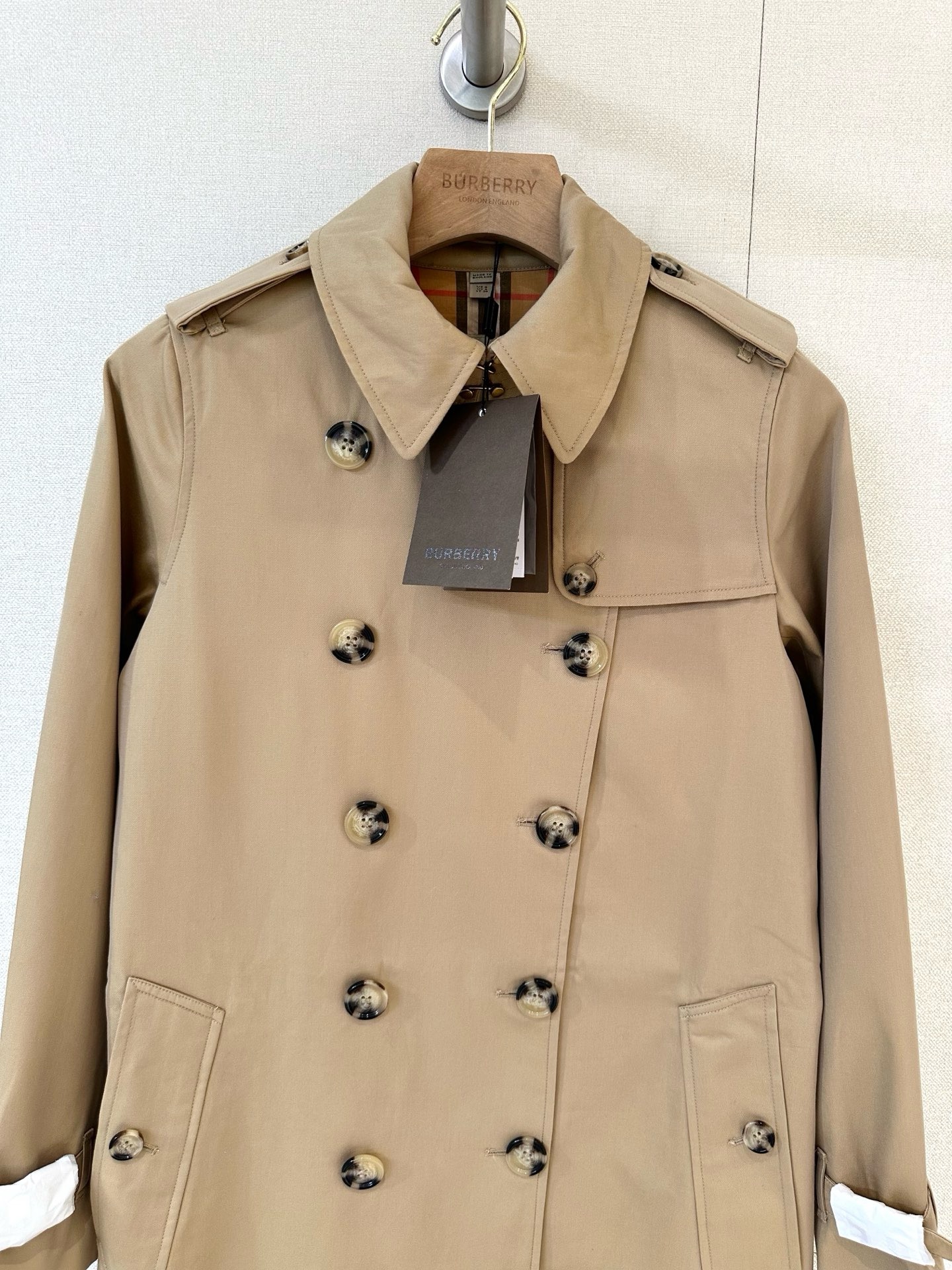 Bv*b*rry Long Silk Cotton Foxfield Trench Coat