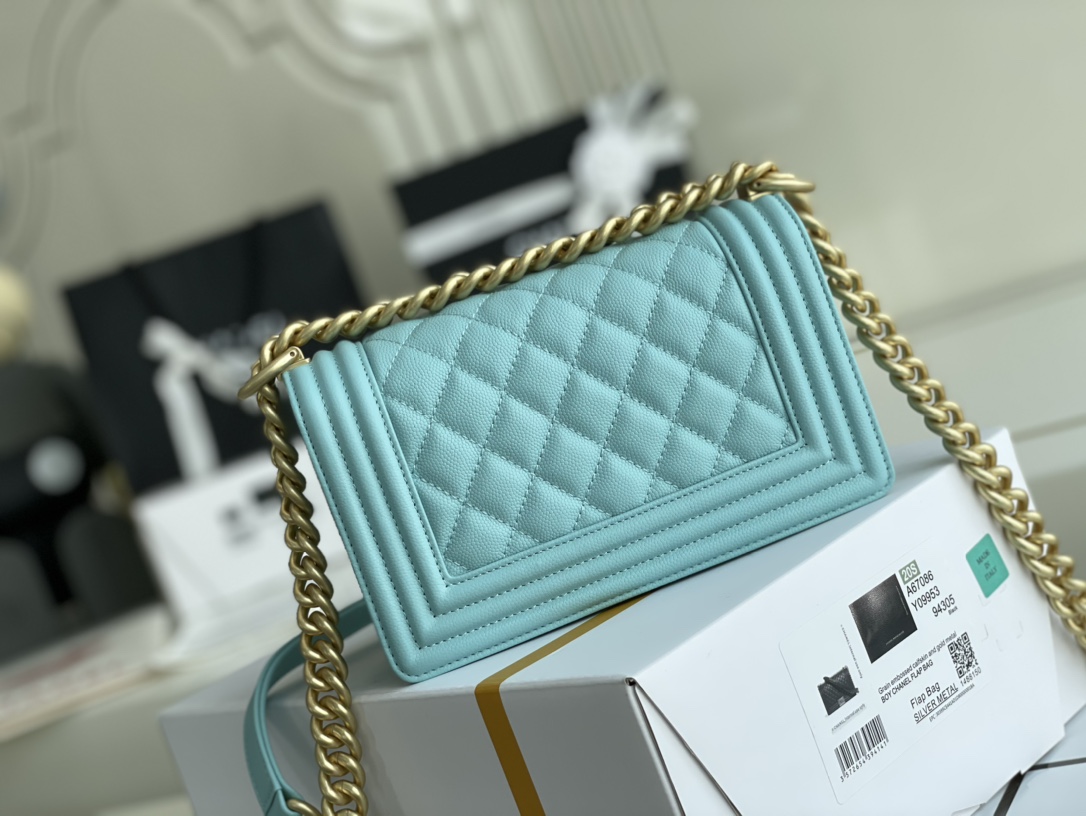 Ch@nel Boy Bag-Caviar-20CM