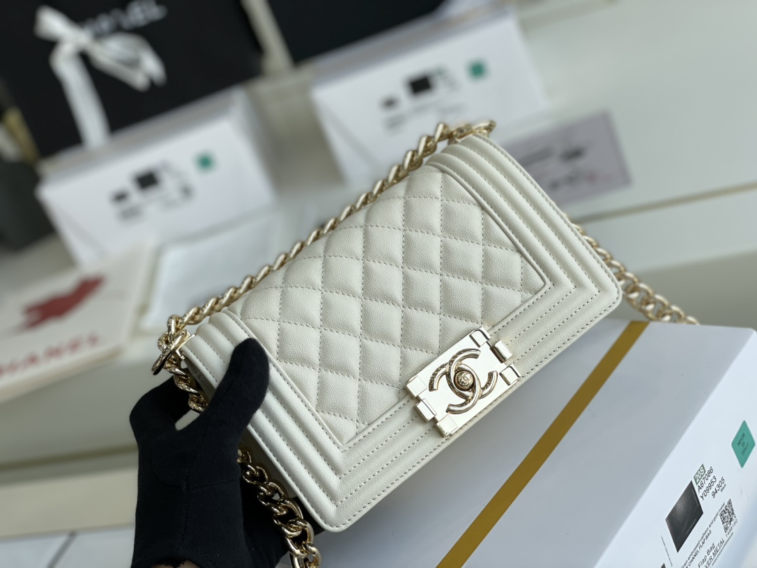 Ch@nel Boy Bag-Caviar-20CM