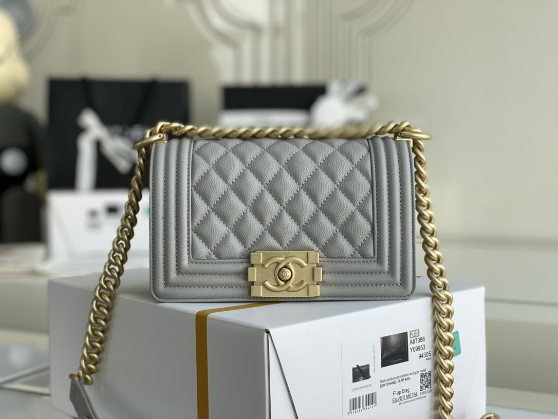 Ch@nel Boy Bag-Caviar-20CM