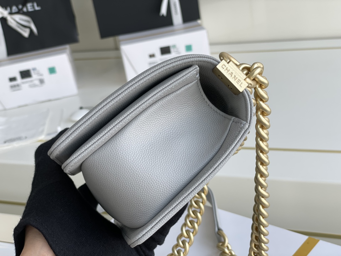 Ch@nel Boy Bag-Caviar-20CM