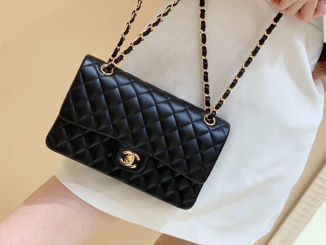 Ch@nel Flap Bag-Lambskin Leather-Gold Hardware-25CM