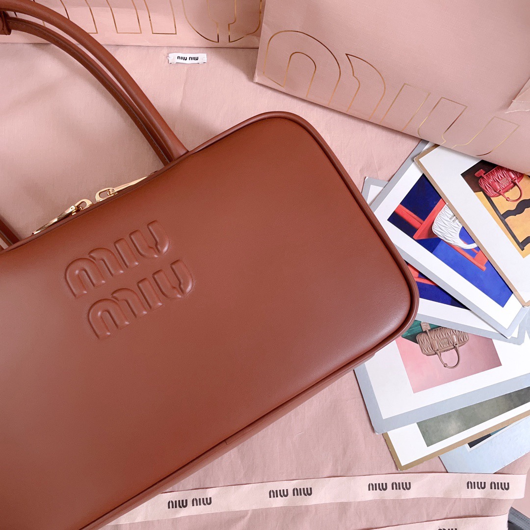 M1um1u leather top handbag-29x17x9cm