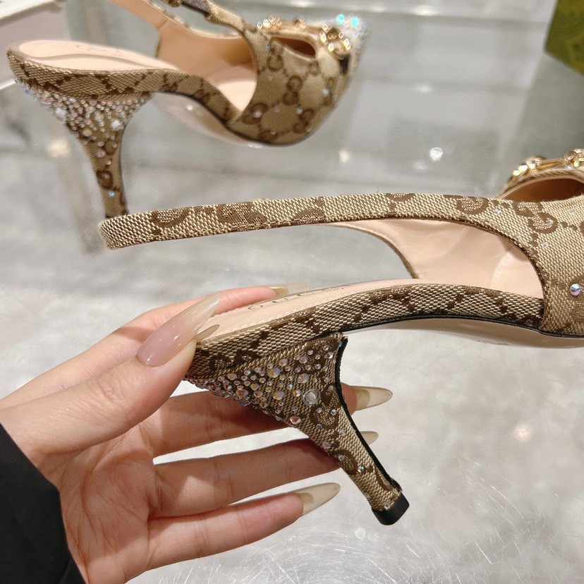 Gv*c* Horsebit Slingback Pumps In GG Canvas-8.5CM
