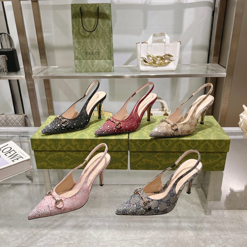 Gv*c* Horsebit Slingback Pumps In GG Canvas-8.5CM